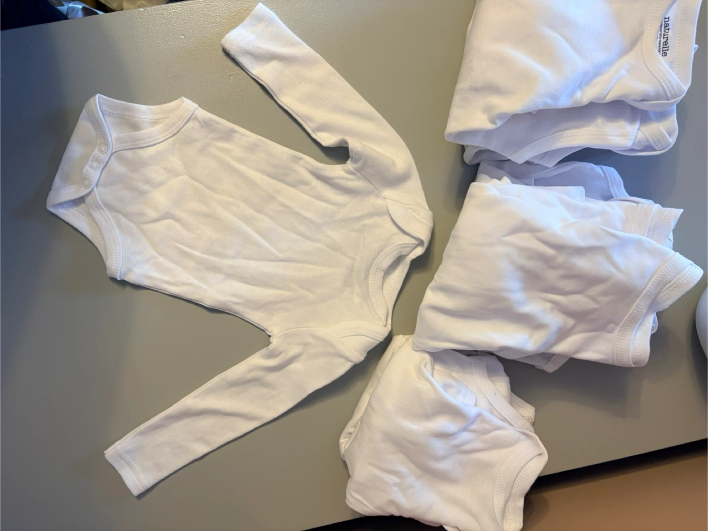 Naturelle 100% organic cotton Long Sleeve Baby Bodysuits - White