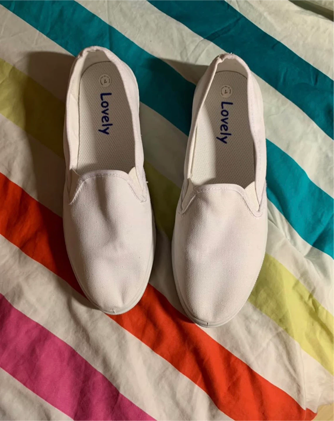 Lovely White Canvas Slip-On Shoes Size 7