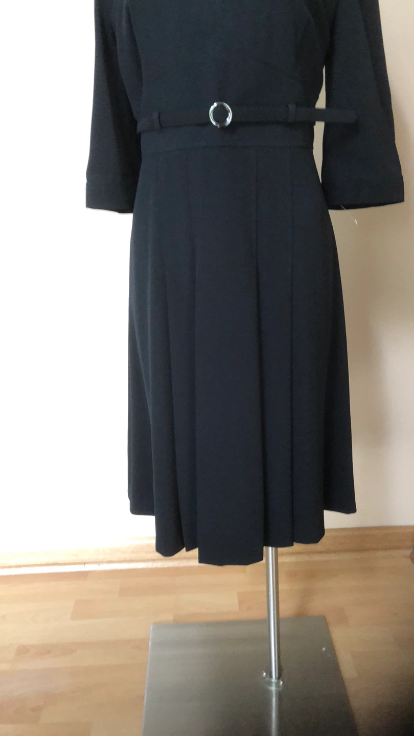 Black Collared Midi Dress with Belt - photo 4
