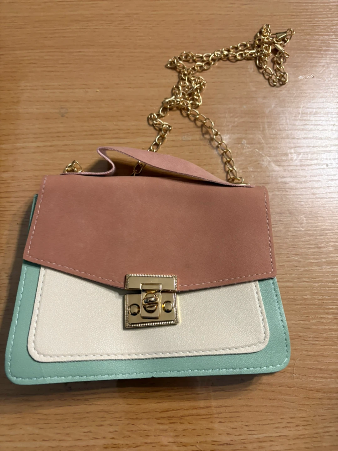 Colour-block Shoulder Bag with Chain Strap