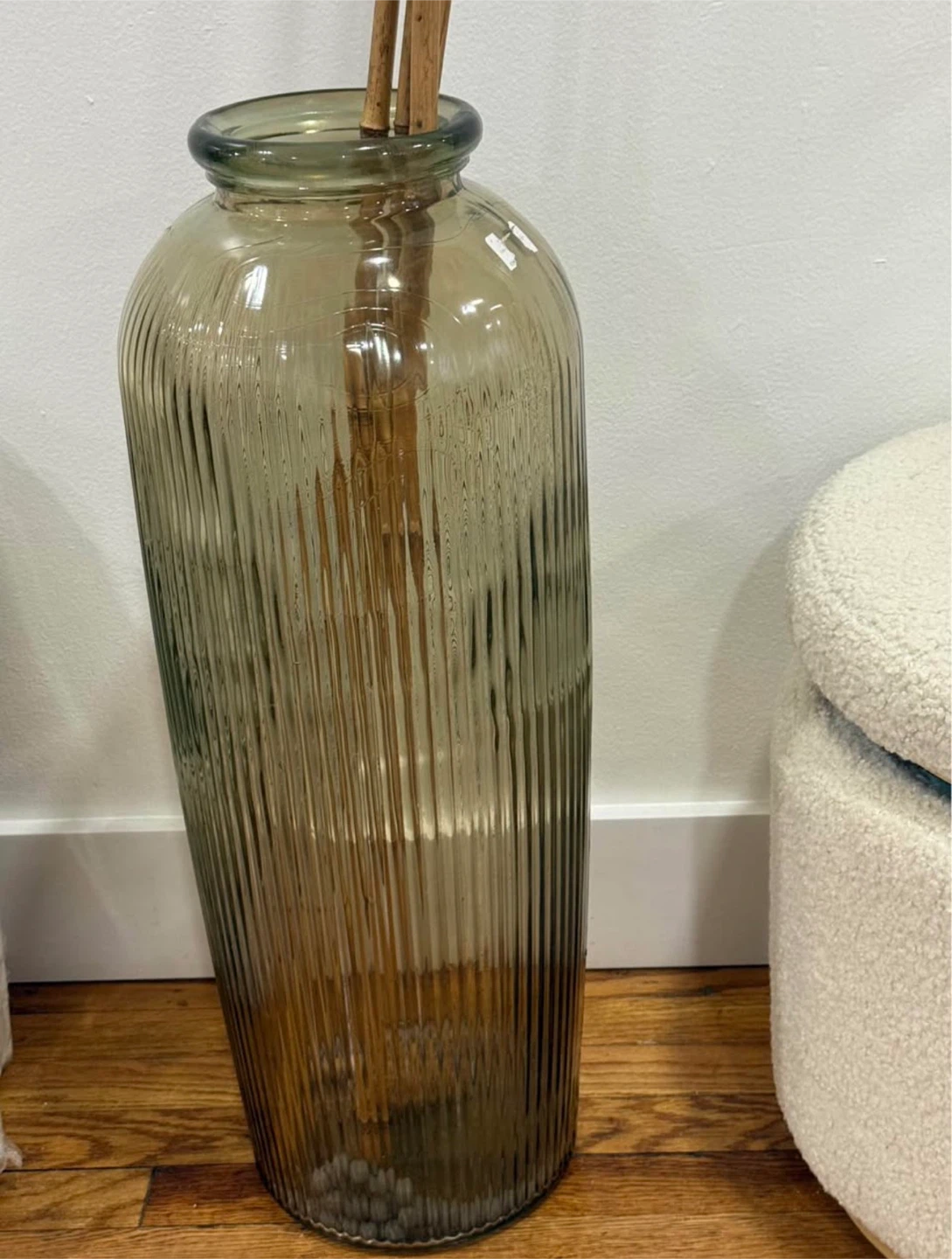 Tall Fluted Glass Vase