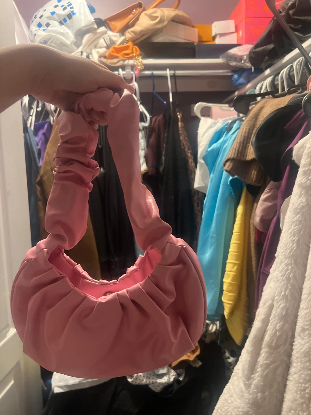 Pink Ruched Shoulder Bag