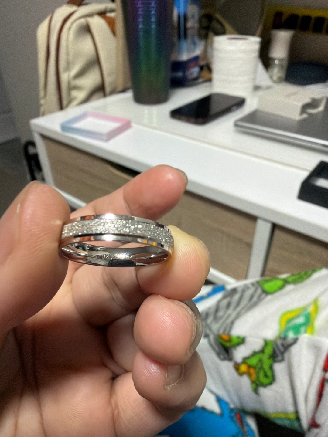 Set of two Sterling Silver Rings couple ring size 7&11 - photo 3