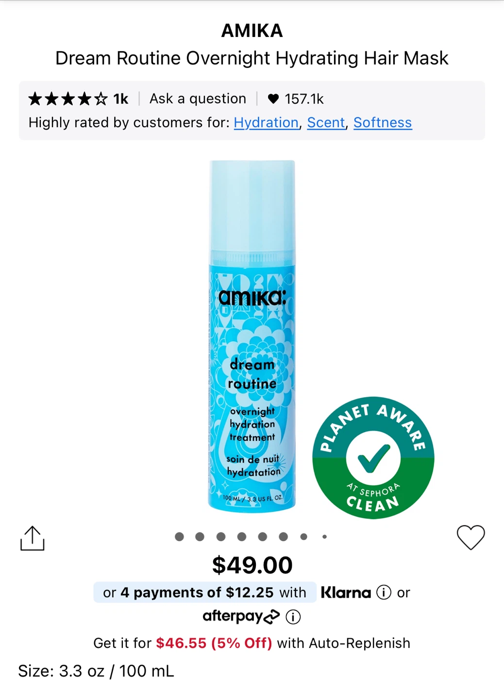 Amika Dream Routine Overnight Hydration Treatment Sample 20 ml