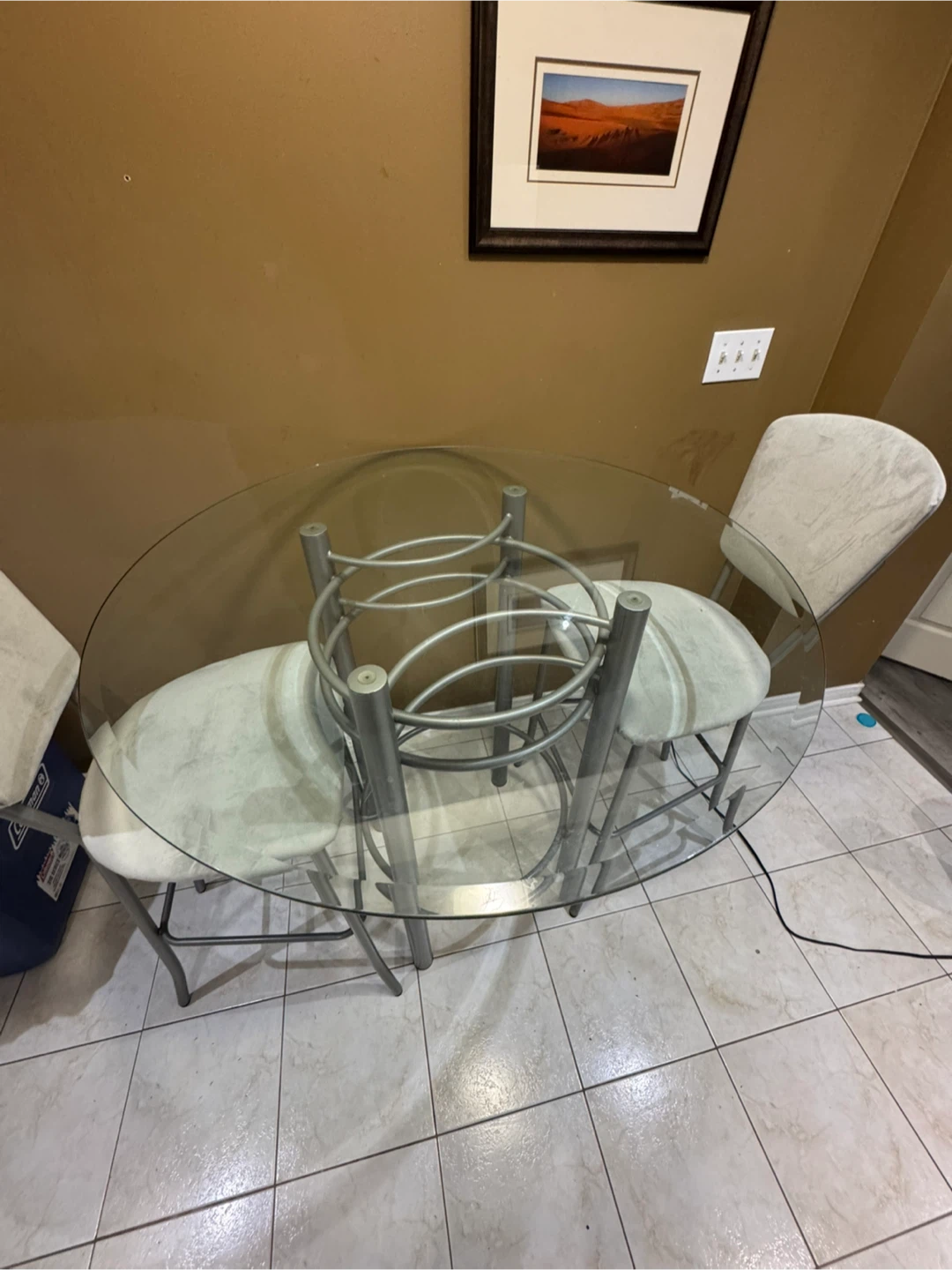 Glass Top Dining Table with 4 Chairs