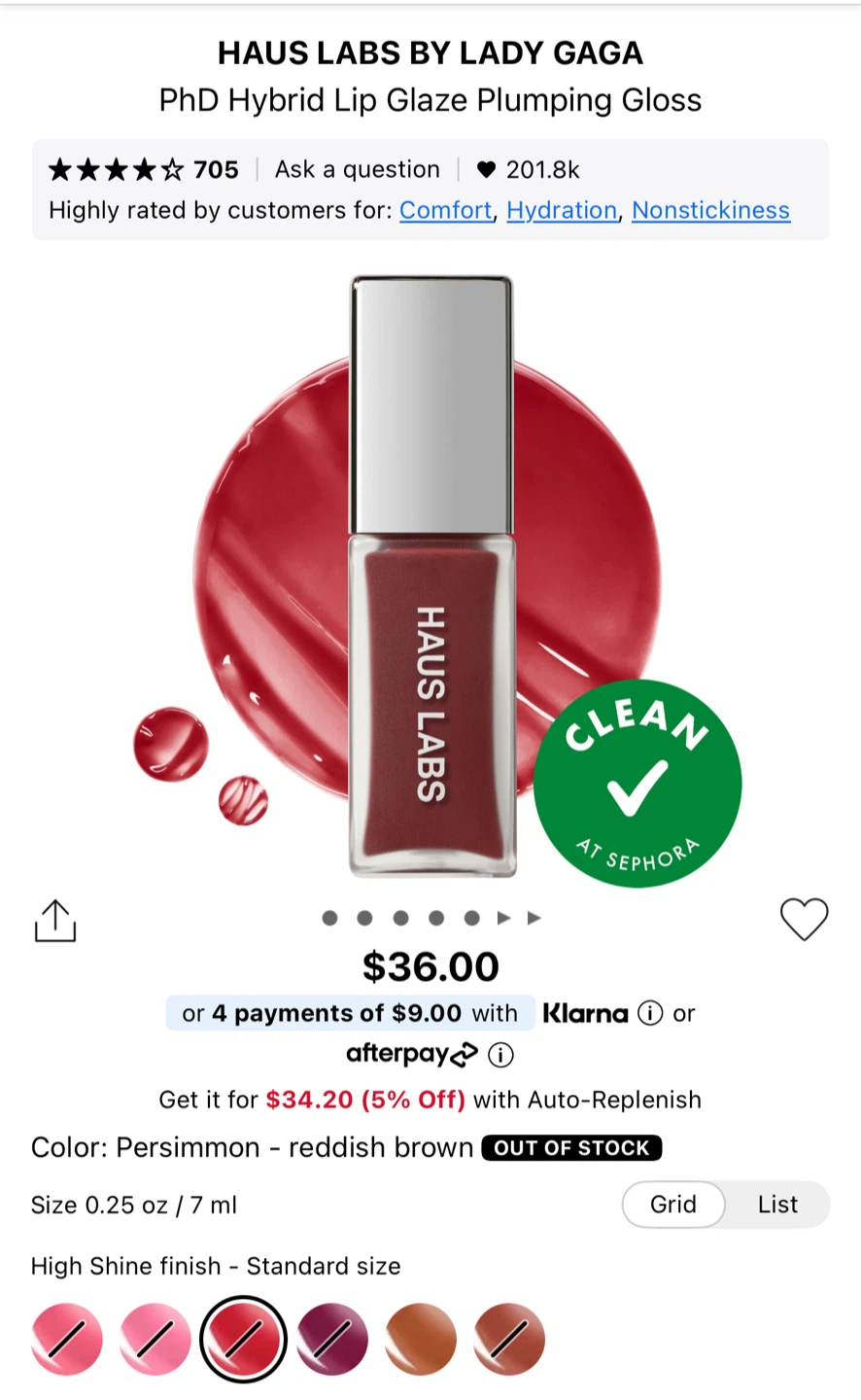 HAUS LABS PHD Hybrid Lip Glaze Plumping Gloss - Persimmon