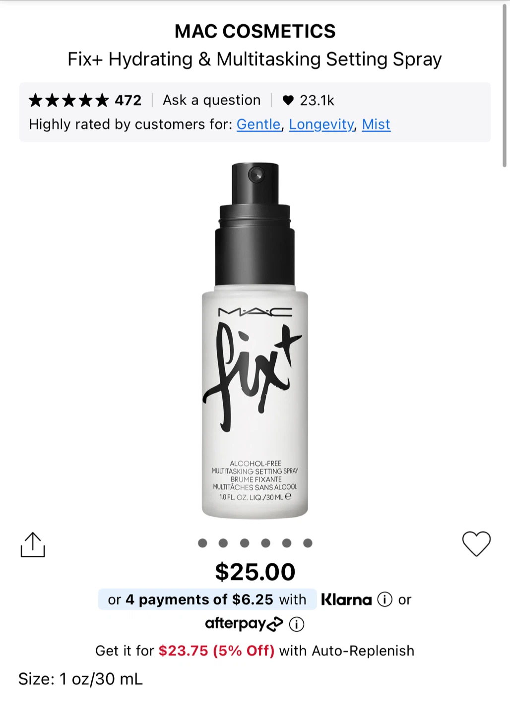 MAC Fix+ Hydrating & Multitasking Setting Spray 30 mL