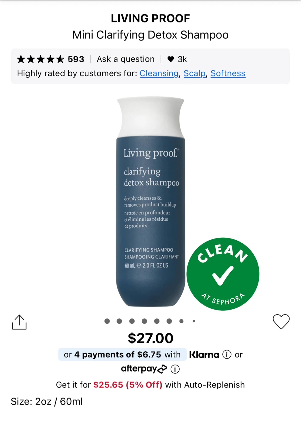 Living Proof Mini Clarifying Detox Shampoo 2oz