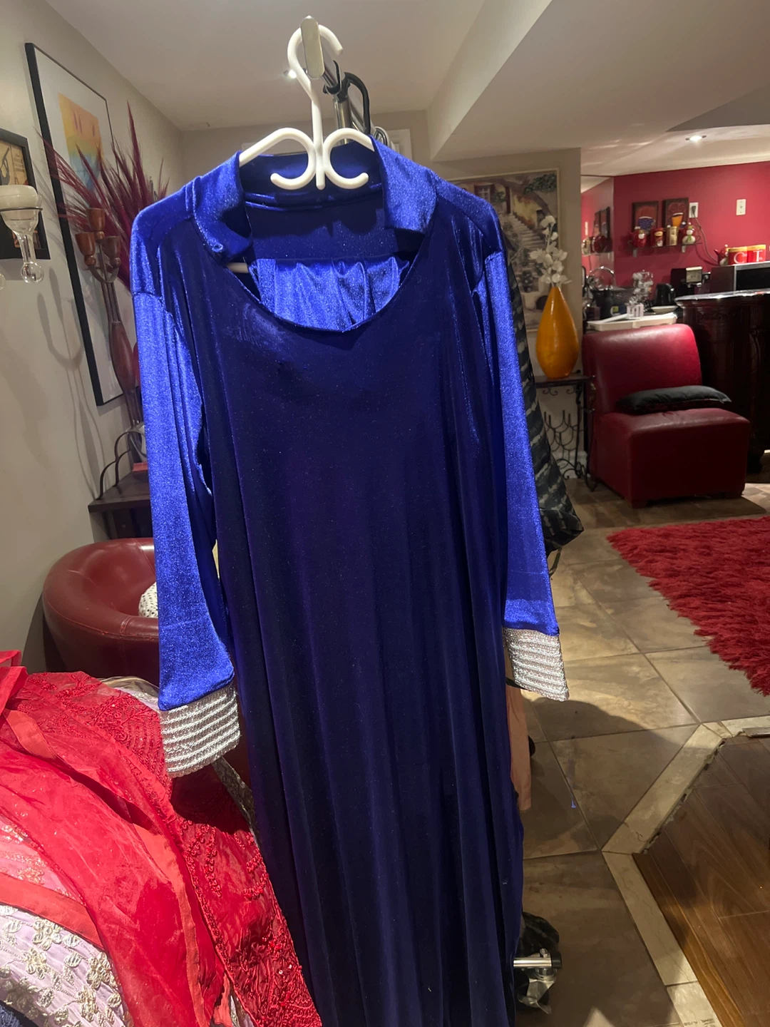 Blue Velvet Kaftan Dress