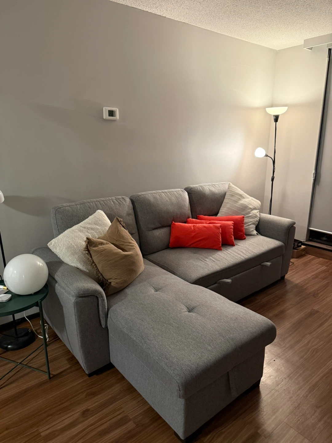 Grey Sectional Sofa Bed with Storage