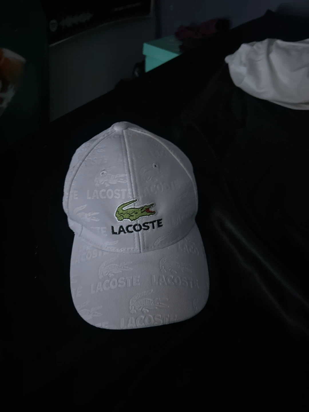 Lacoste White All-Over Logo Baseball Cap
