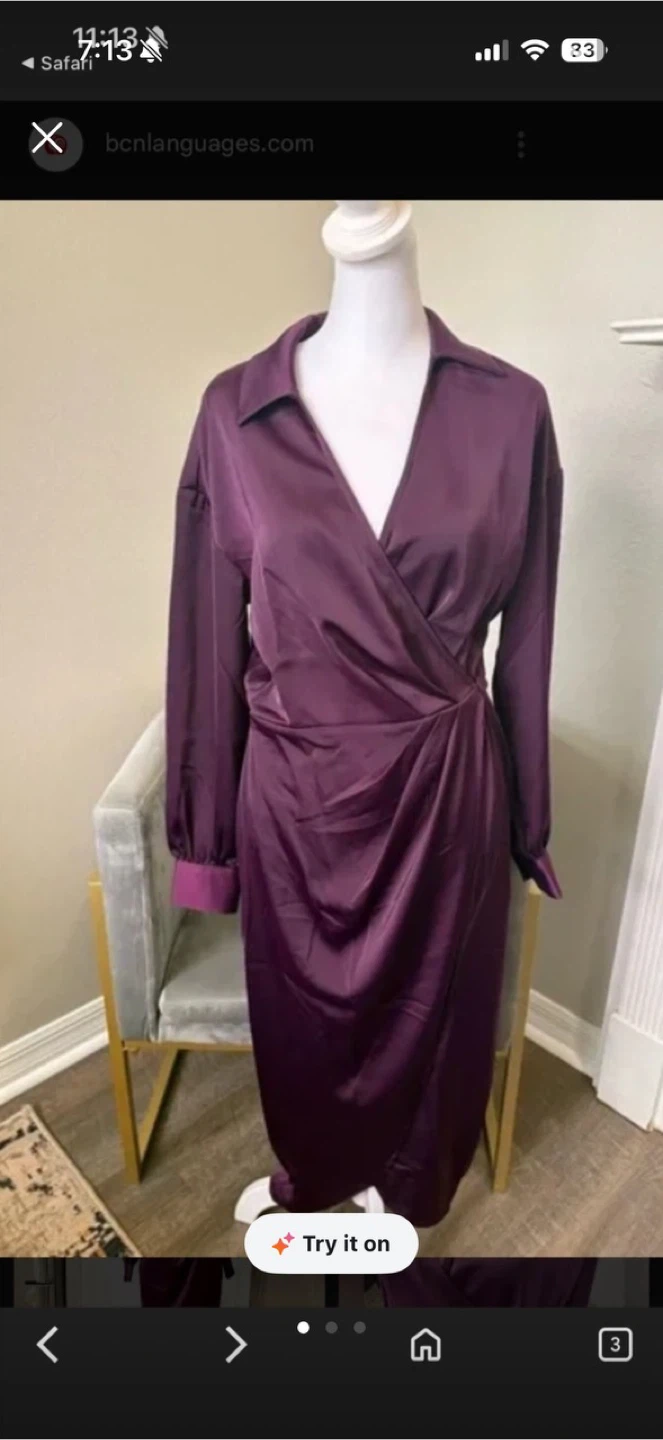Banana Republic Purple Satin Wrap Dress