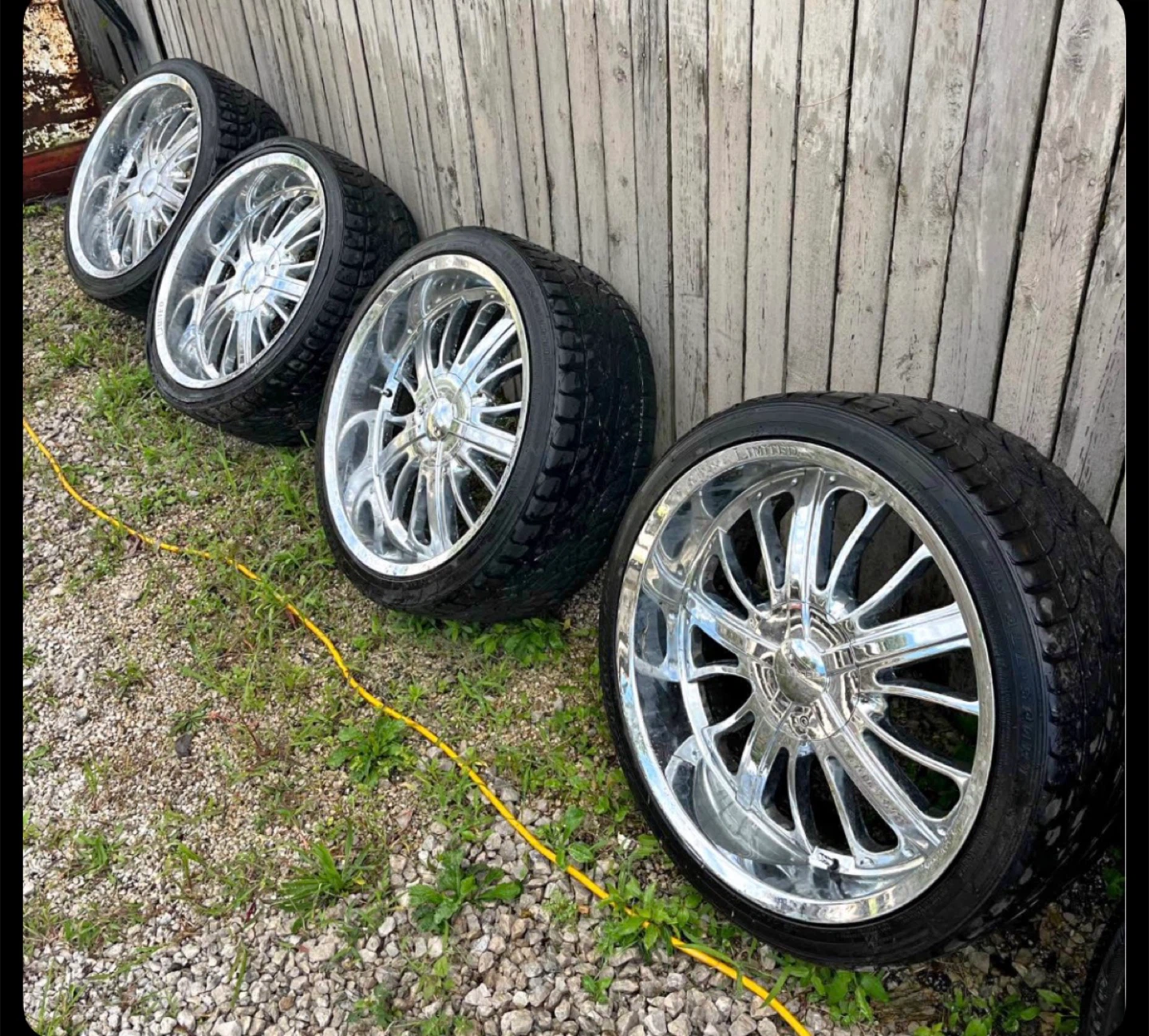 Chrome Wheels and Tires Set