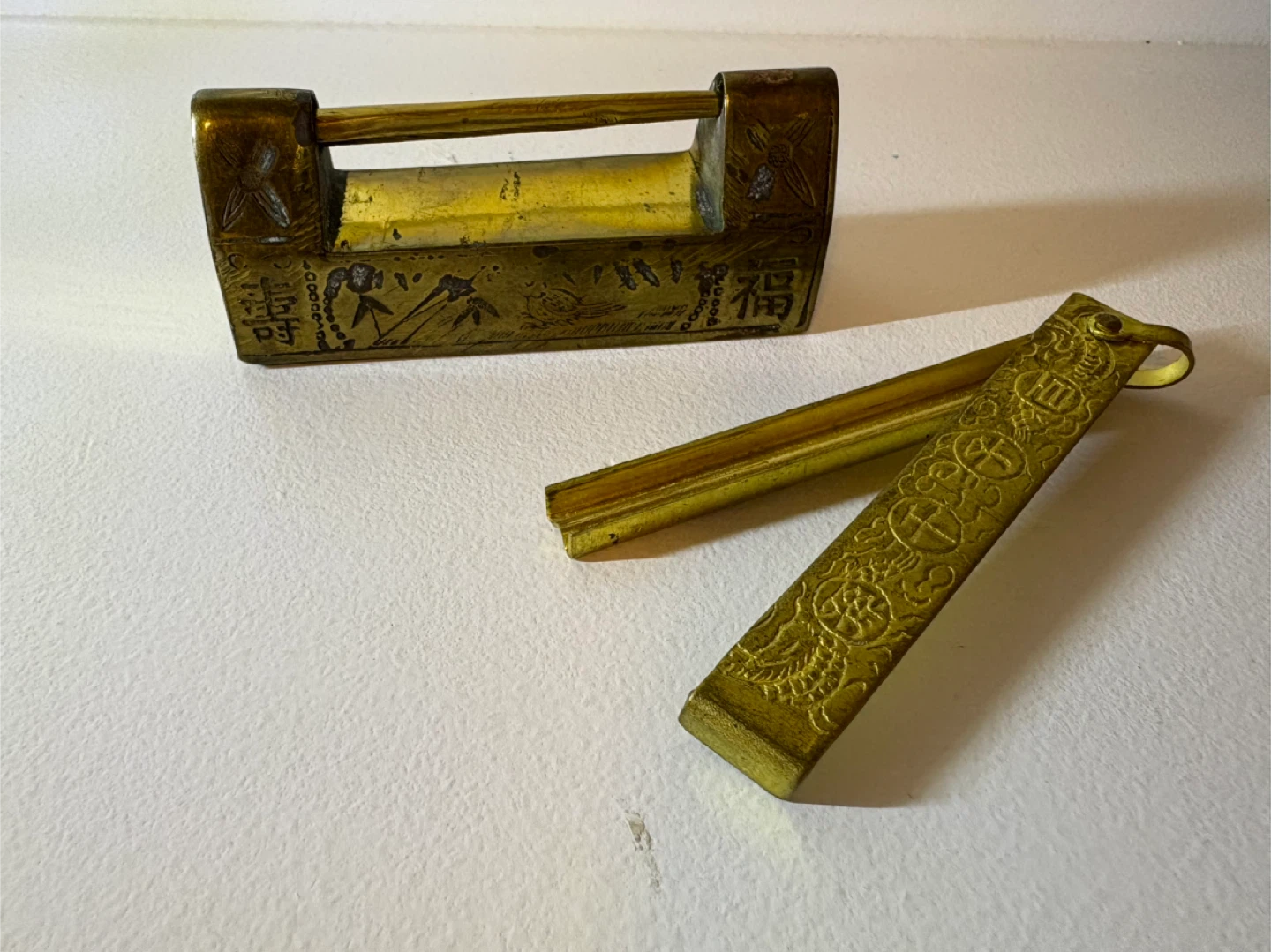 Vintage Chinese Brass Padlock with Key