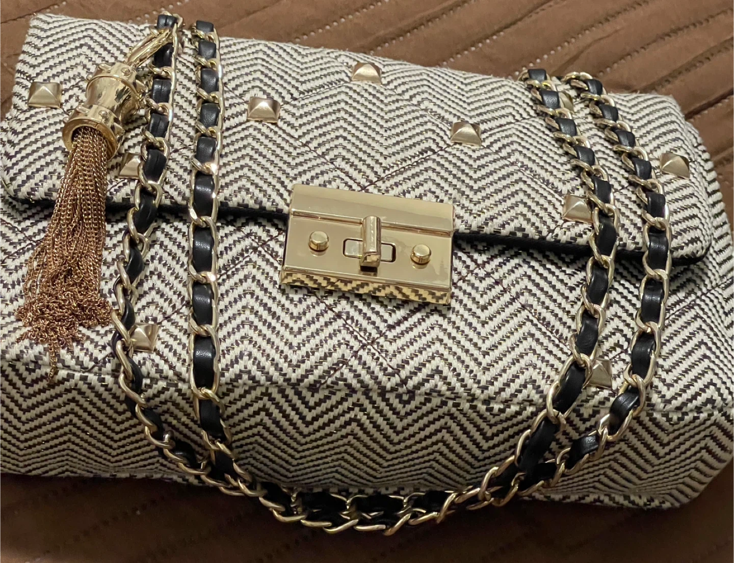 Quilted Chain Shoulder Bag with Tassel - photo 2