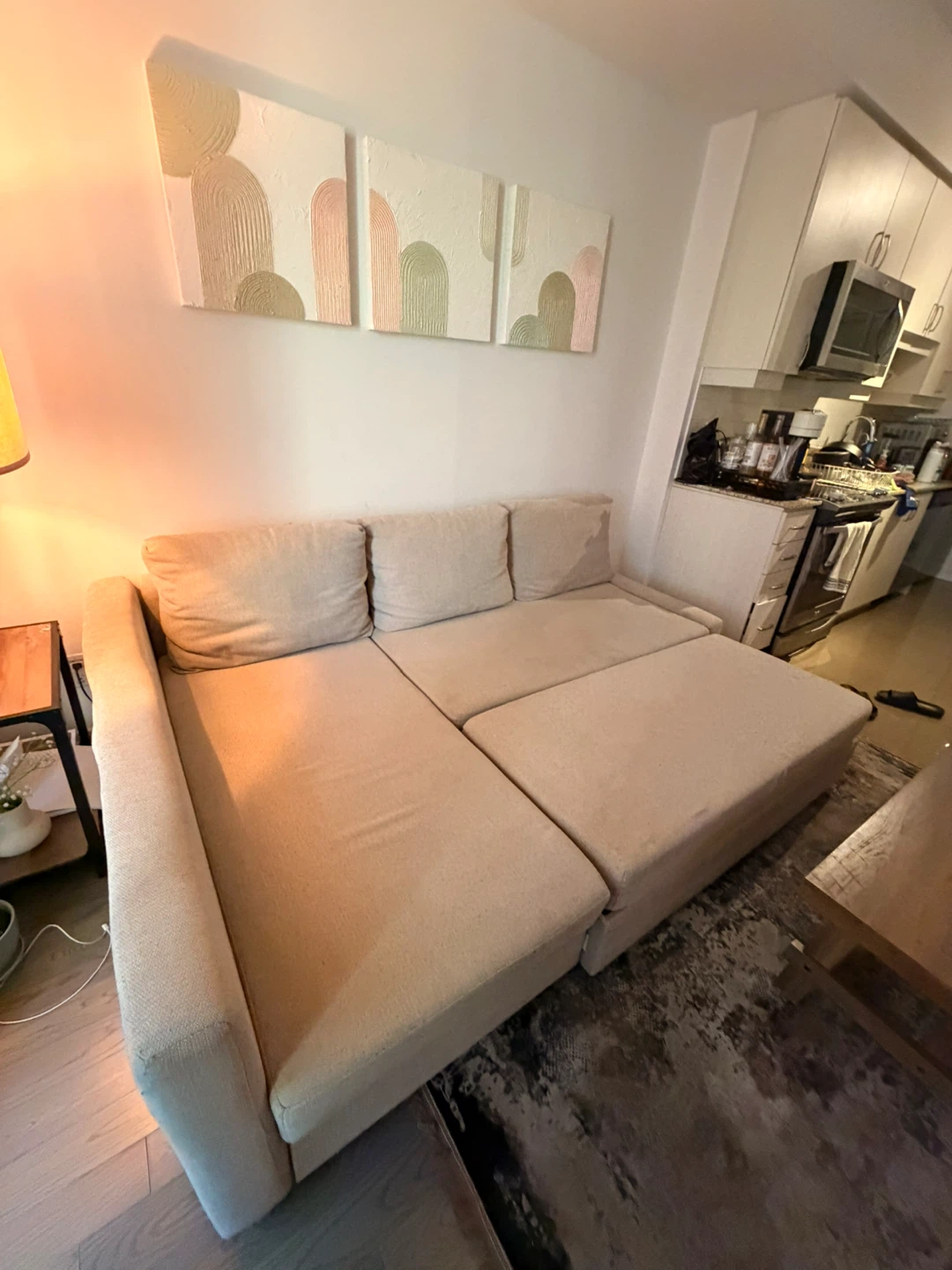 Beige Sectional Sofa Bed - photo 3