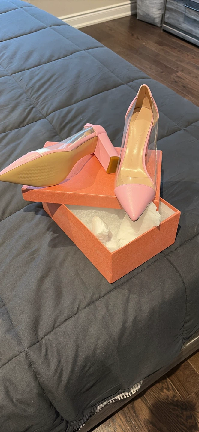 Pink Pointed Toe Heels with Clear Panels