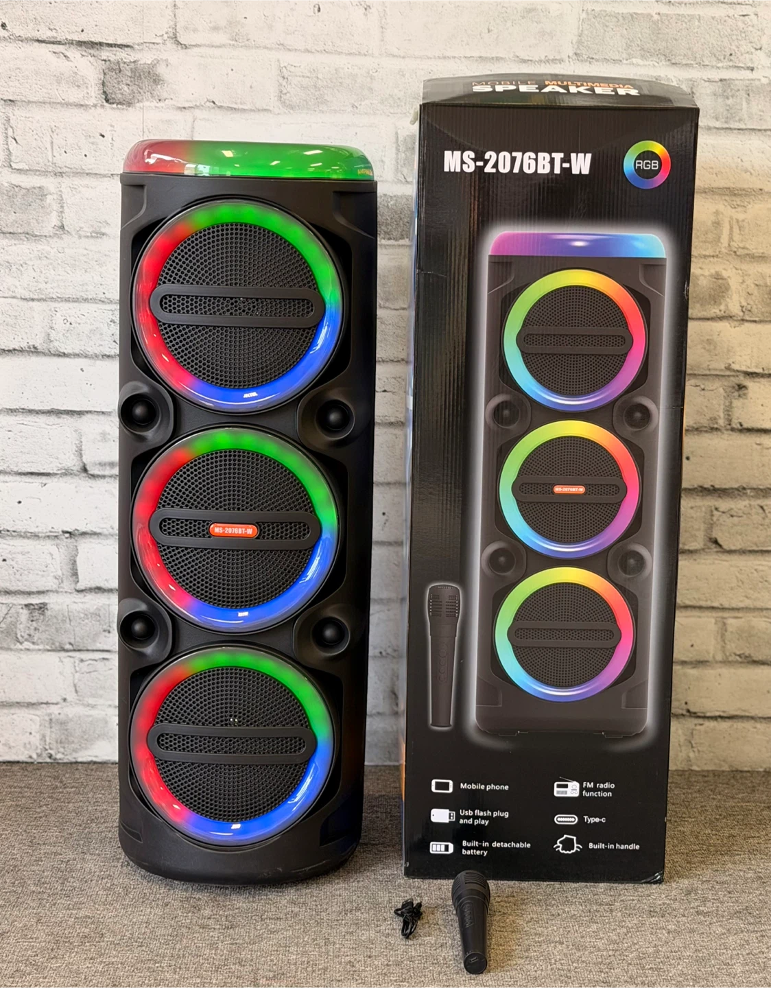 MS-2076BT-W Portable Speaker with RGB Lights