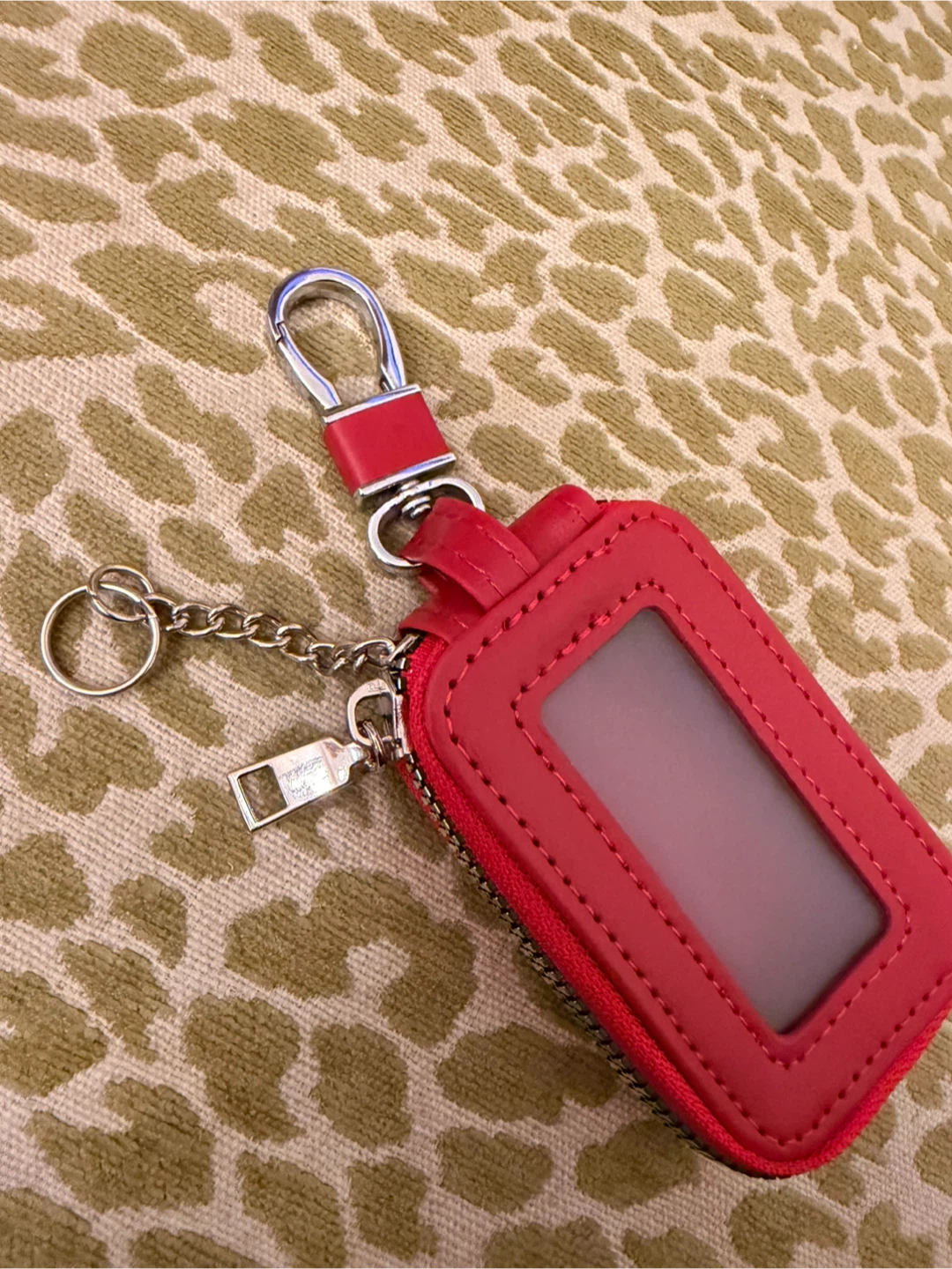 Red Leather Key Fob Case with Zipper Pouch - photo 5