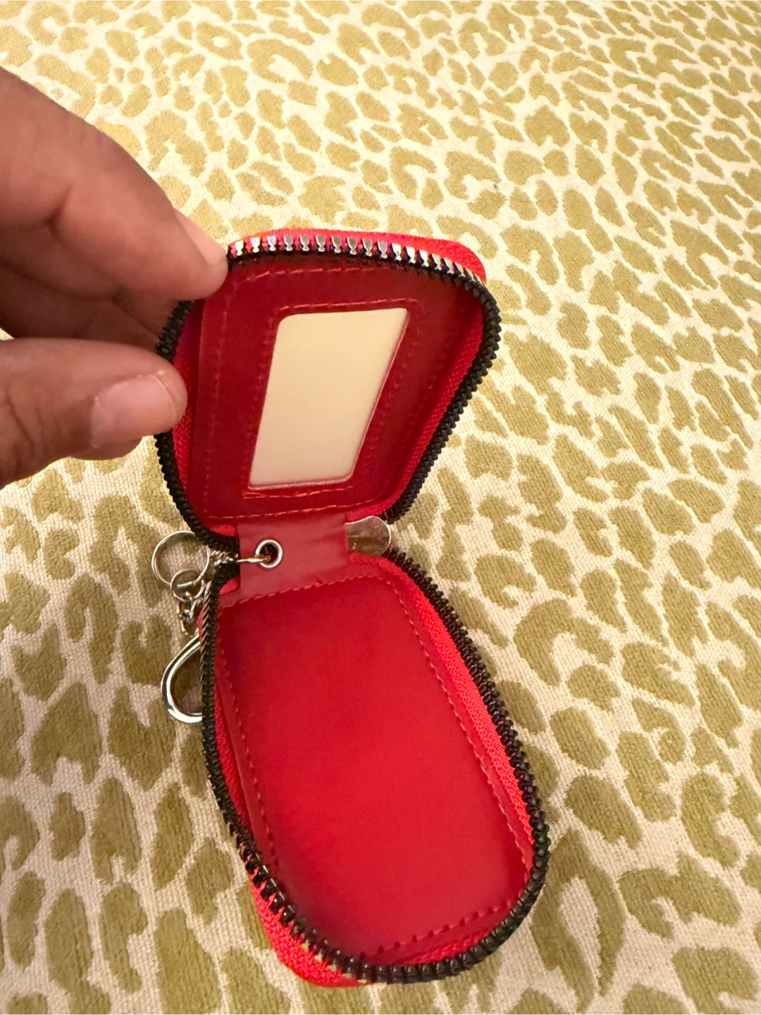 Red Leather Key Fob Case with Zipper Pouch - photo 3