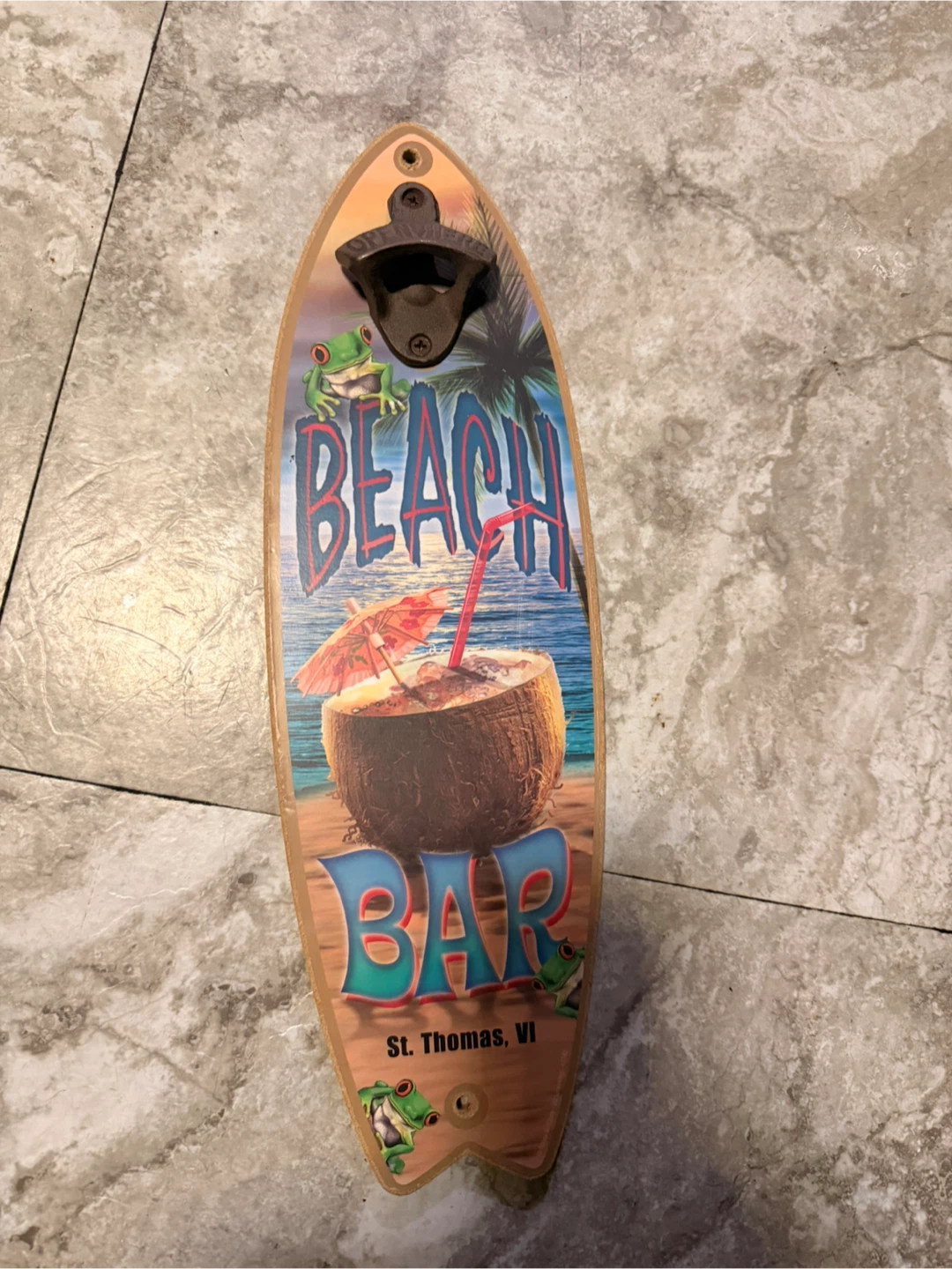 Surfboard Shaped Wall Mount Bottle Opener - photo 2