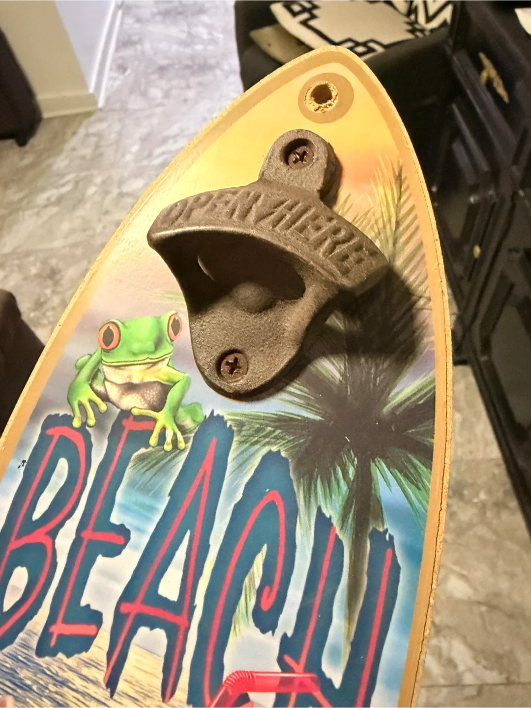Surfboard Shaped Wall Mount Bottle Opener