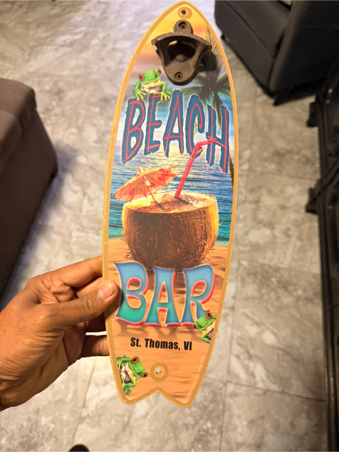 Surfboard Shaped Wall Mount Bottle Opener - photo 4