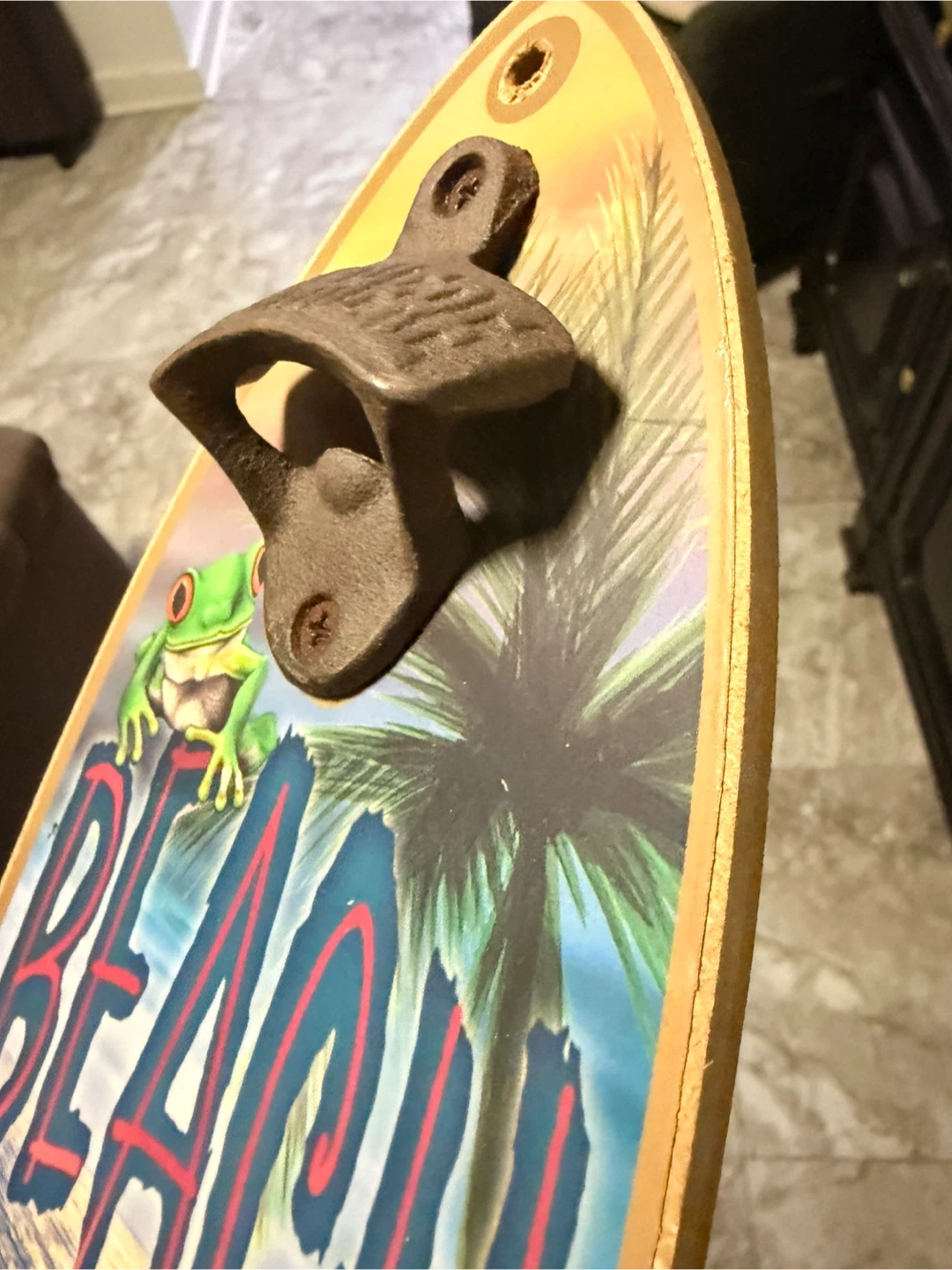 Surfboard Shaped Wall Mount Bottle Opener - photo 3