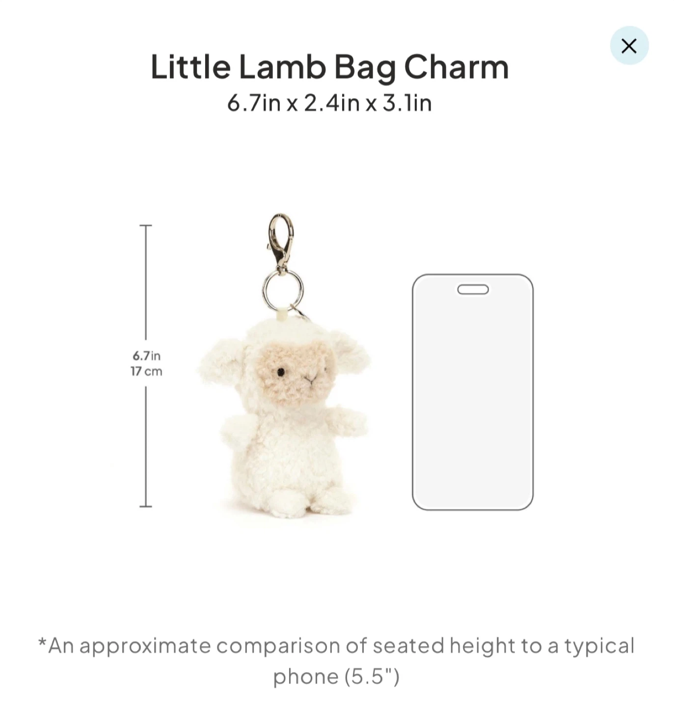 Jellycat Little Lamb Bag Charm - photo 5