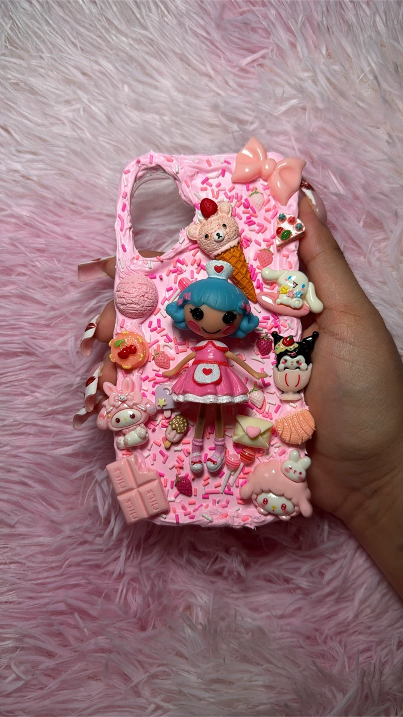 Custom Pink Kawaii Decoden Phone Case with Charms