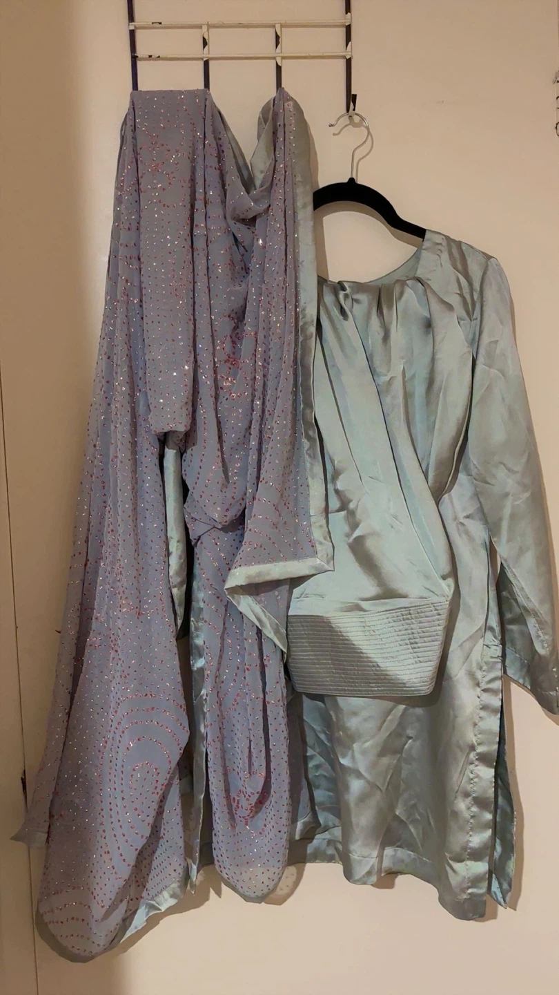 pakistani farshi raw silk Salwar Kameez Dupatta for eid - photo 2