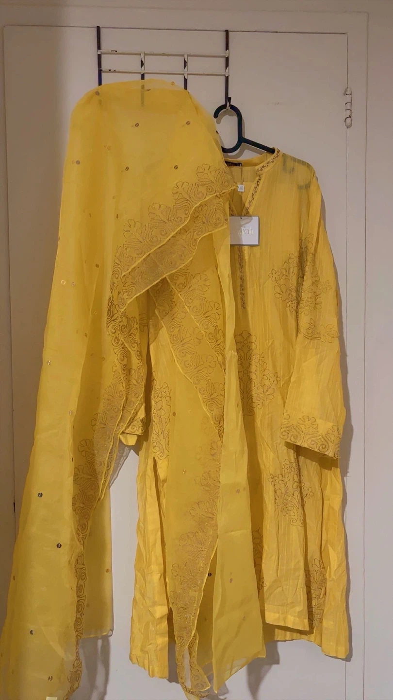 Almirah Yellow Embroidered 3-Piece Outfit for eid