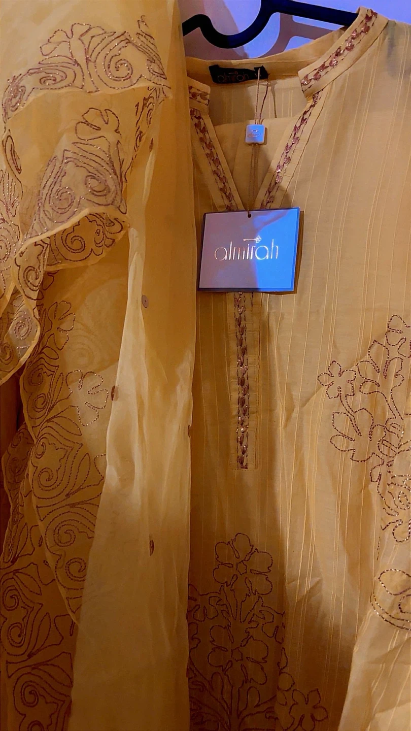 Almirah Yellow Embroidered 3-Piece Outfit for eid - photo 2