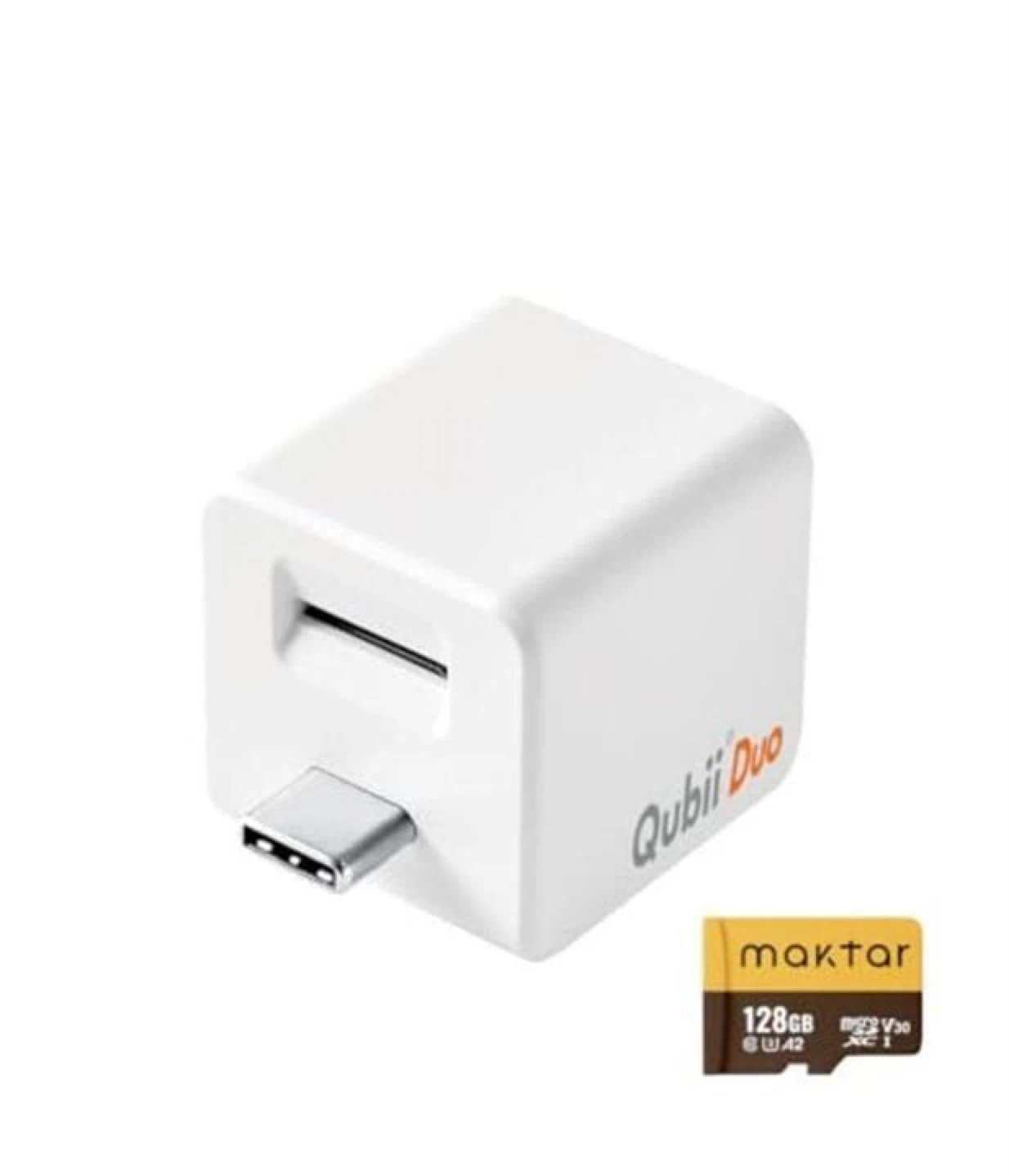 Qubii Duo USB-C Card Reader with 128GB sandisk microSD Card