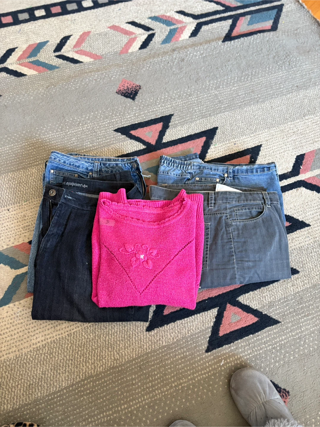Pink Knit Sweater and Assorted Jeans Bundle