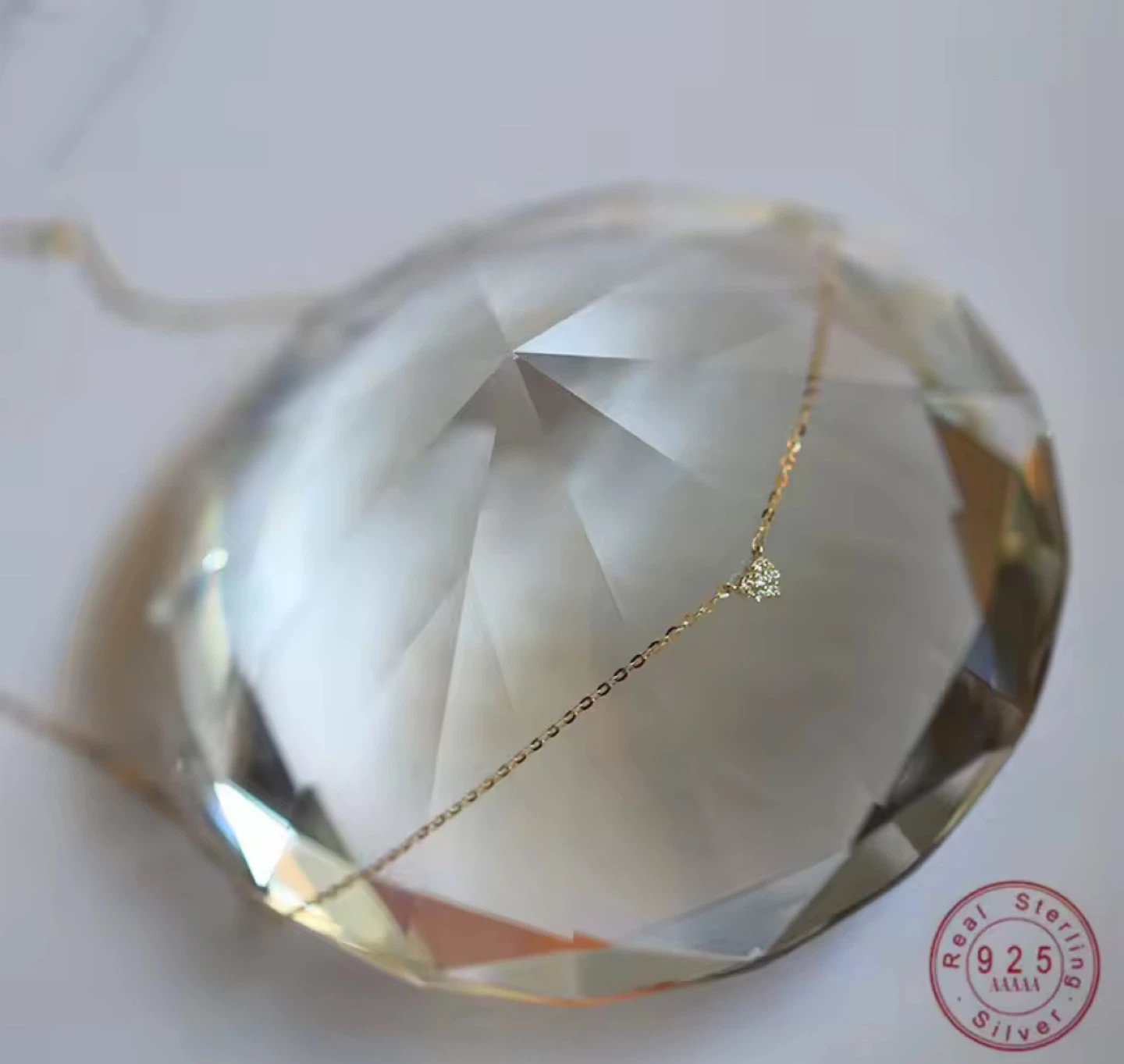 Pure Silver Heart Pendant Necklace with Diamonds - photo 5
