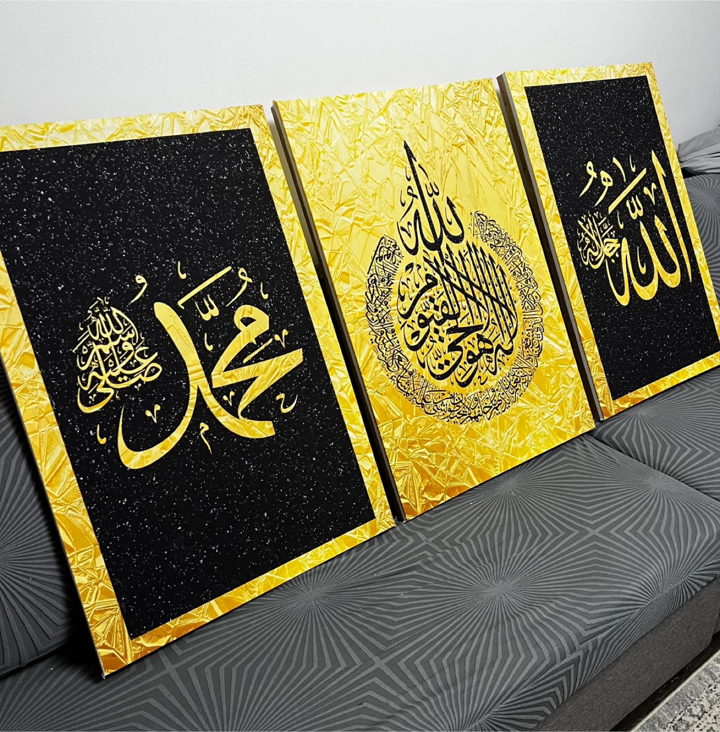 Set of 3 Islamic Calligraphy Wall Art Canvases - photo 2