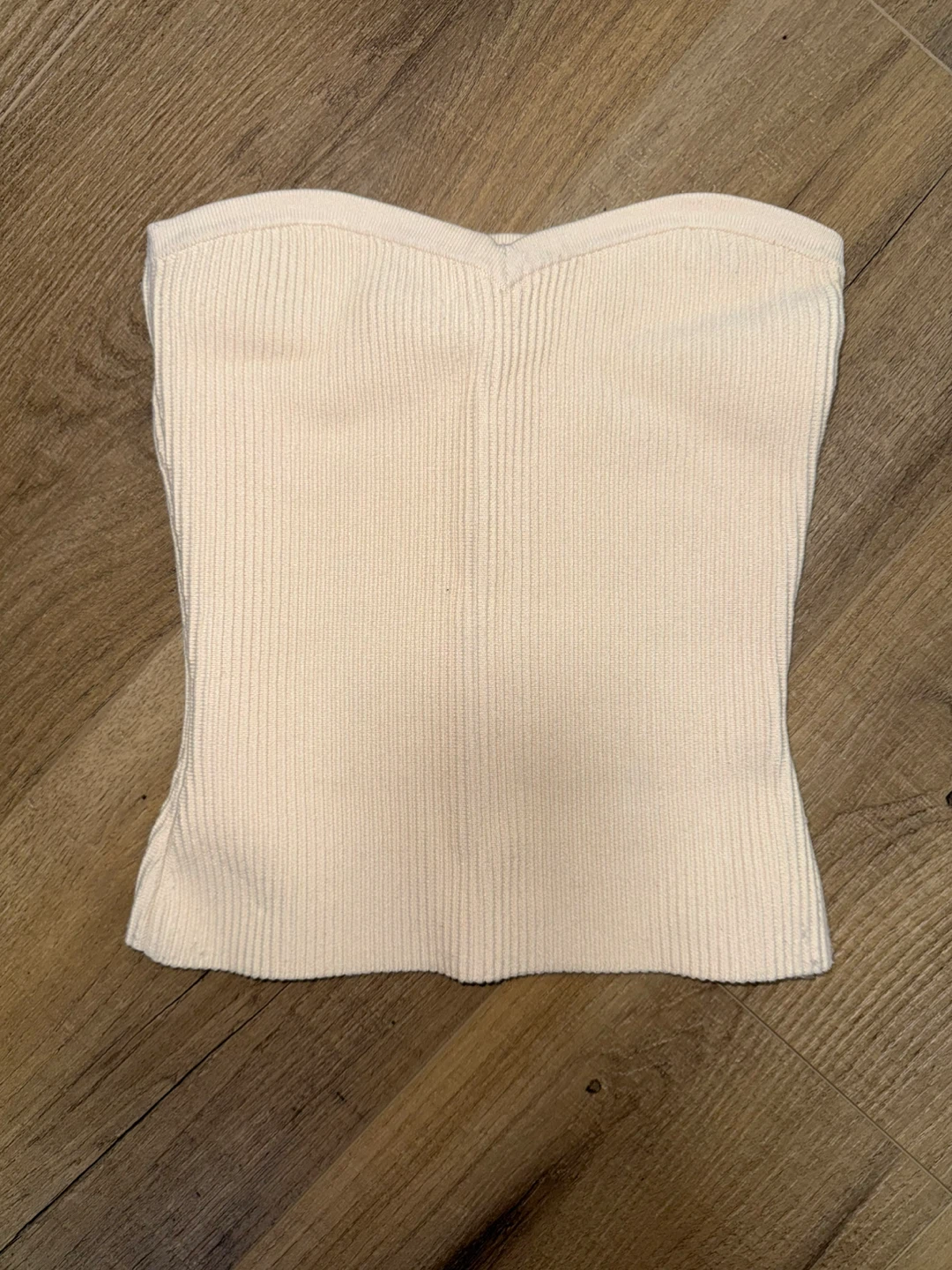 BABATON Cream Ribbed Knit Bandeau Top - XXS - photo 3