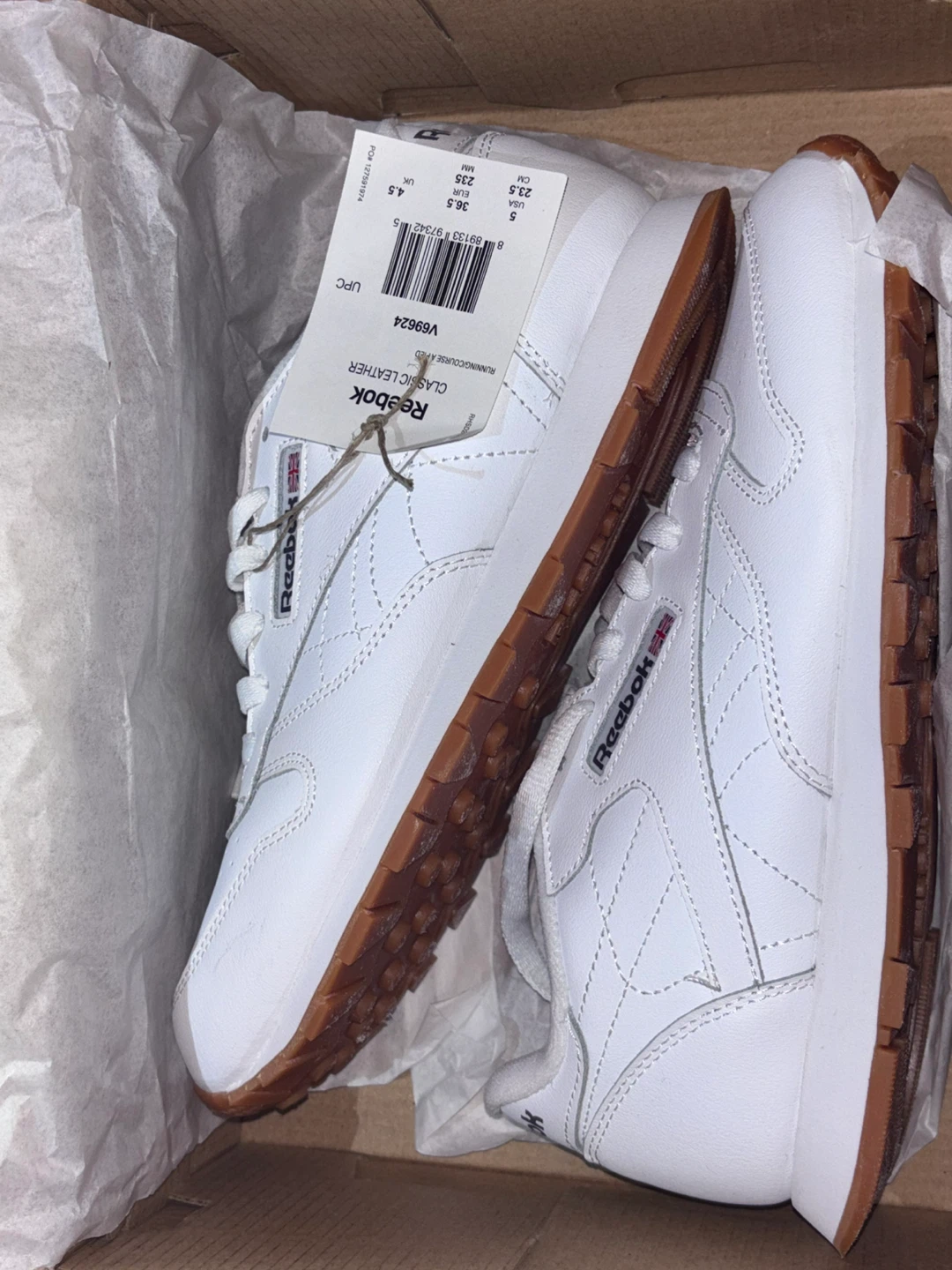 Reebok Classic Leather Junior Running Shoes - White/Gum - photo 3