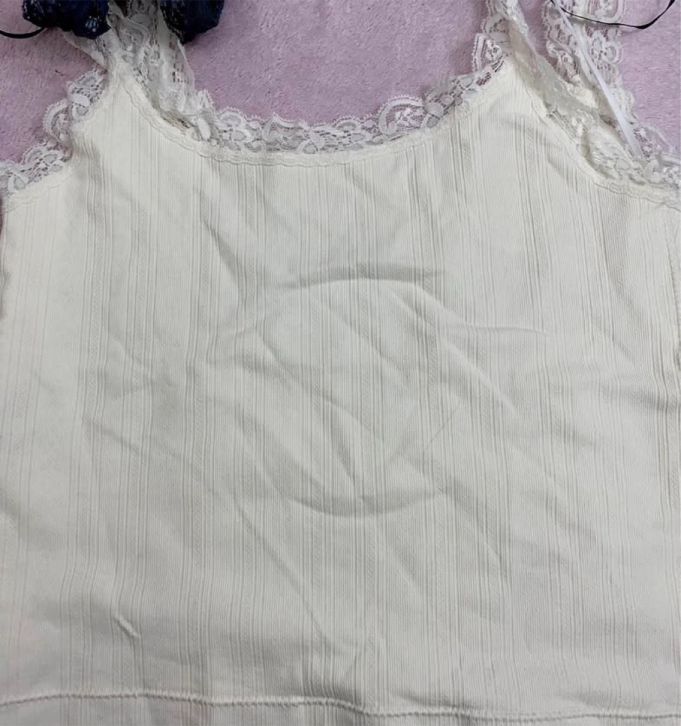 Wild Skye Lace Trim Cami Tops - Set of 2 (Deep grey & Cream) - photo 5