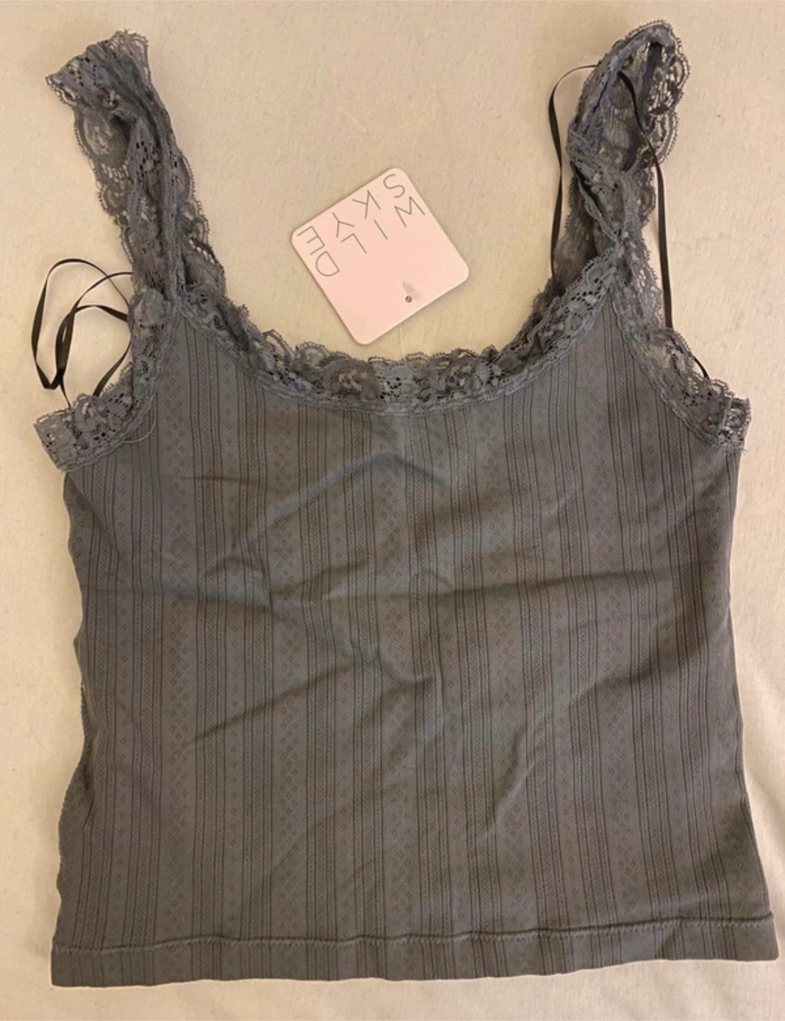 Wild Skye Lace Trim Cami Tops - Set of 2 (Deep grey & Cream) - photo 2