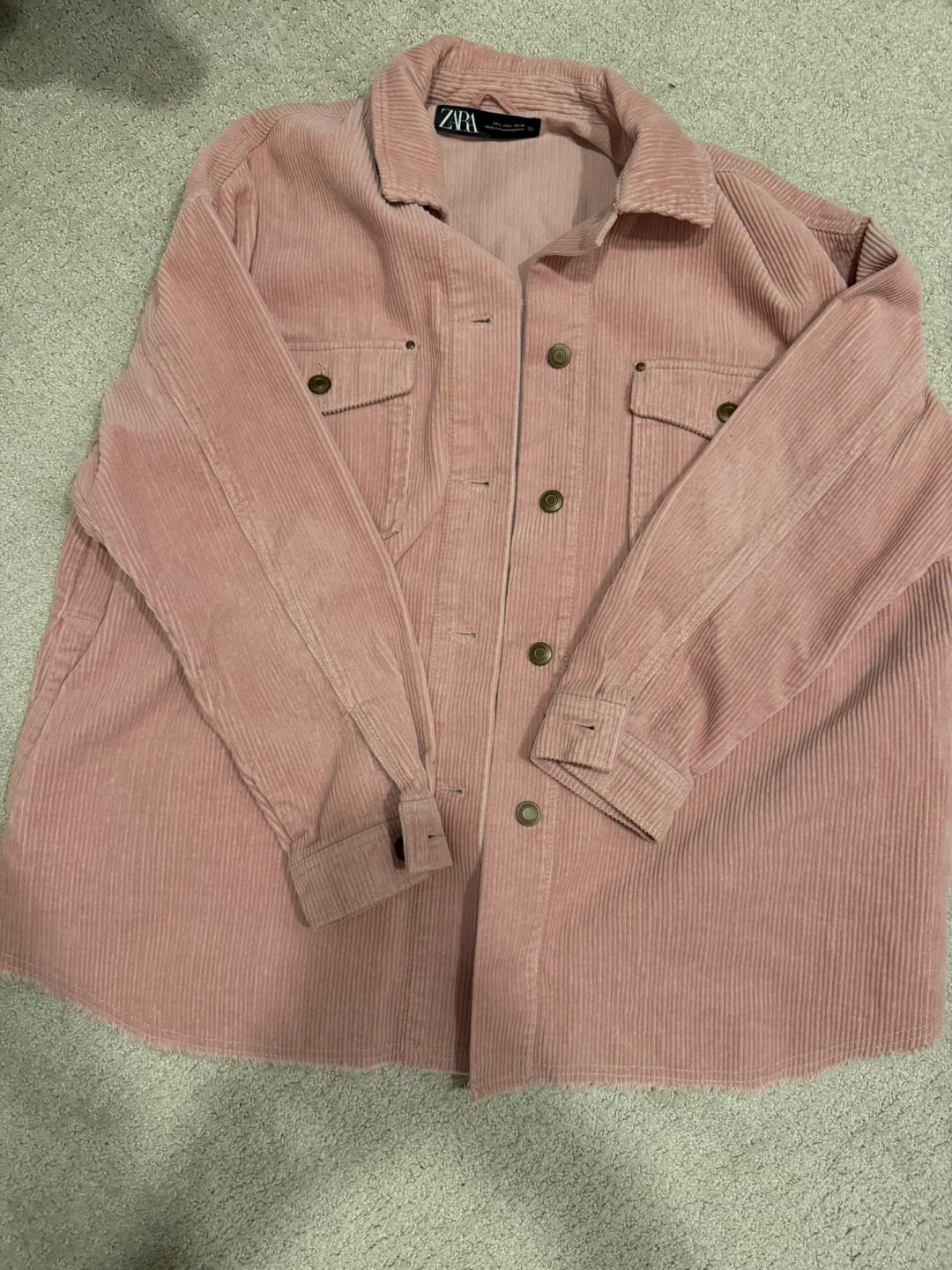 ZARA Pink Corduroy Oversized Shirt Jacket
