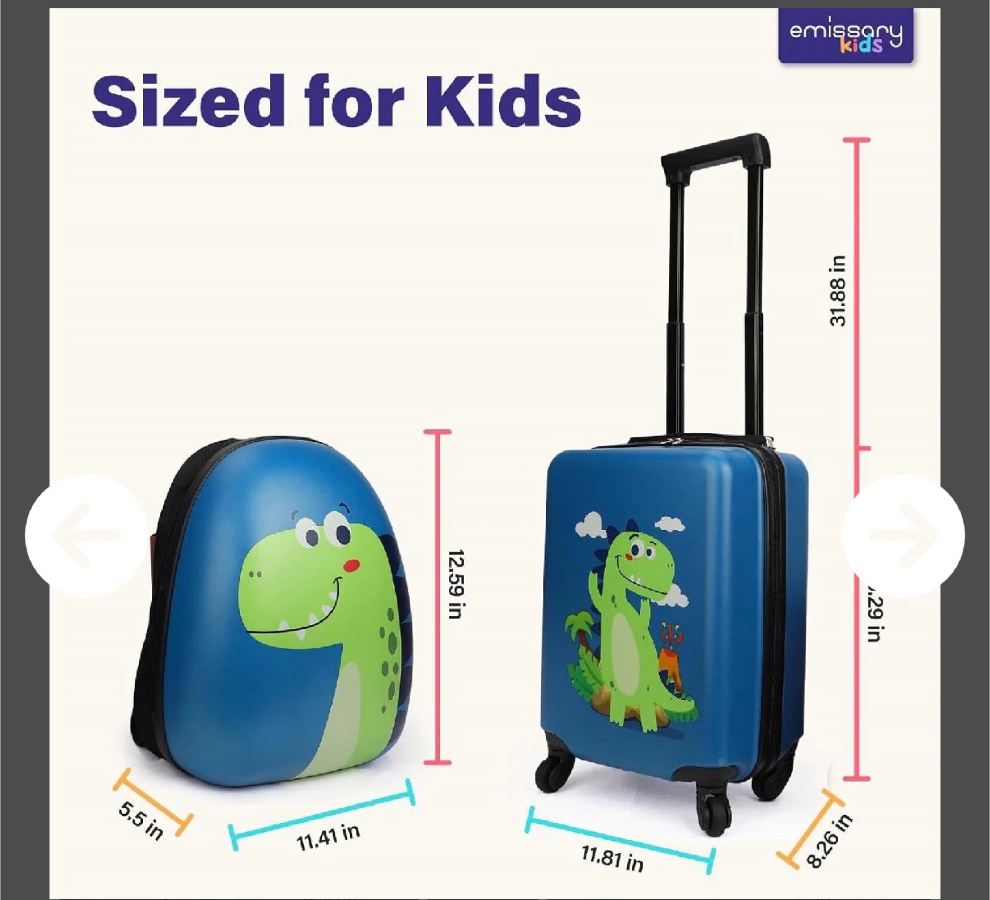 Emissary Kids Luggage Set - Dinosaur Design - photo 2