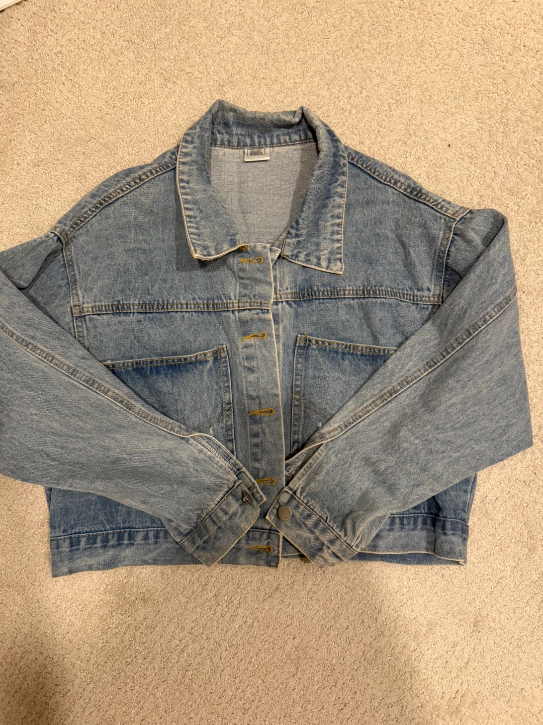 Women's Denim Jacket with Rhinestone Smiley Face - photo 2