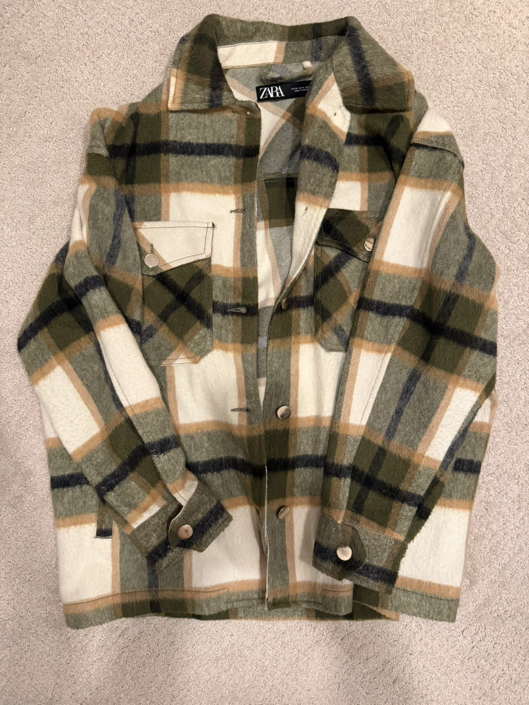 ZARA Plaid Flannel Shirt Jacket - photo 2