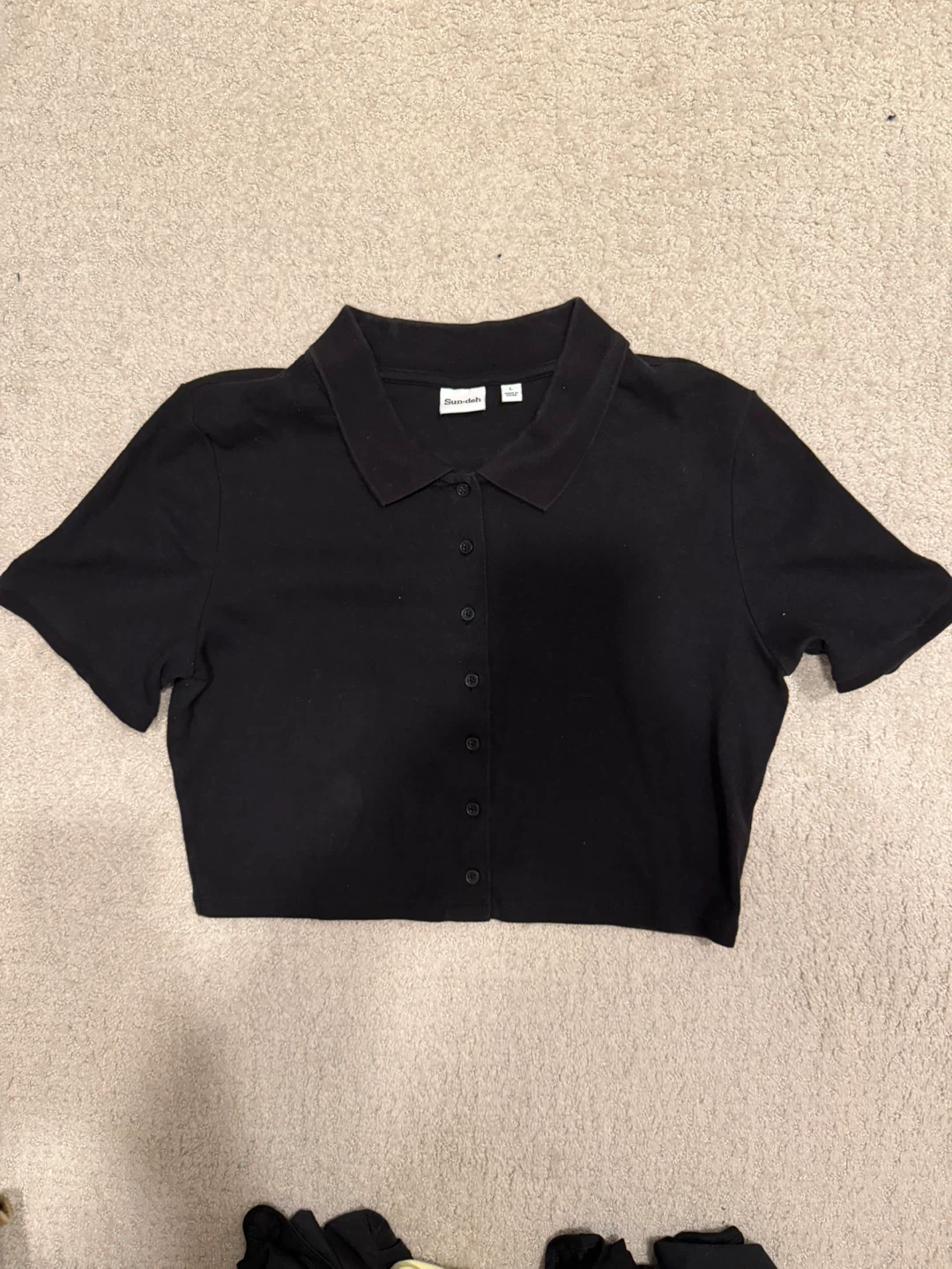 Black Cropped Polo Shirt