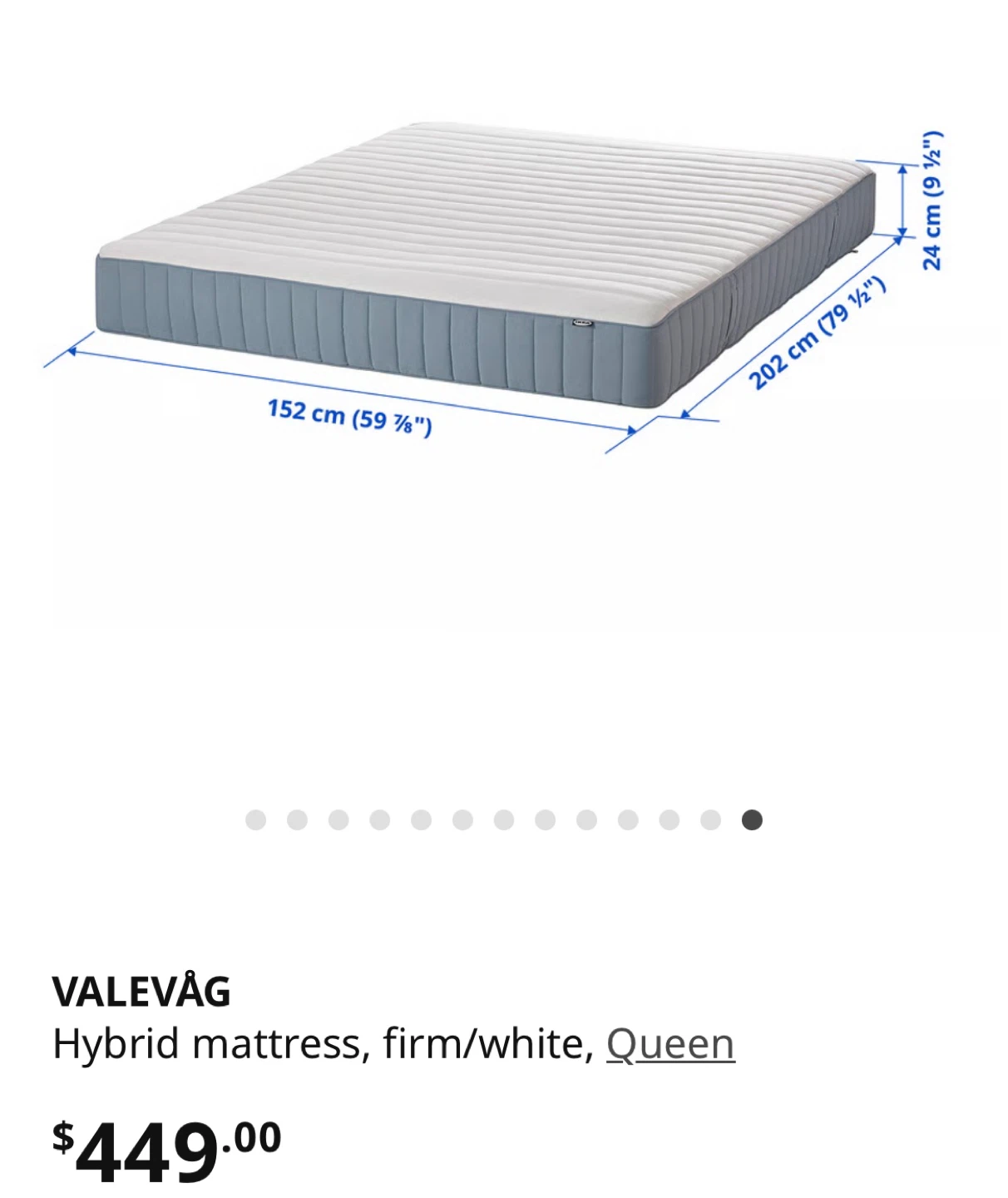 IKEA VALEVÅG Queen Hybrid Mattress - Firm, White - photo 3
