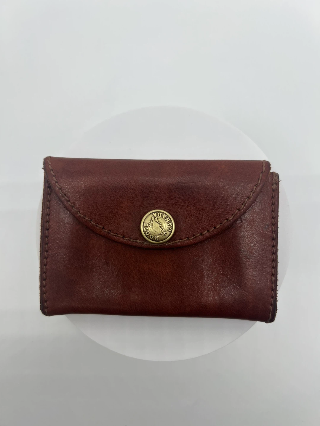 ROOTS VINTAGE Brown Leather Brass Hardware Cardholder Unisex
