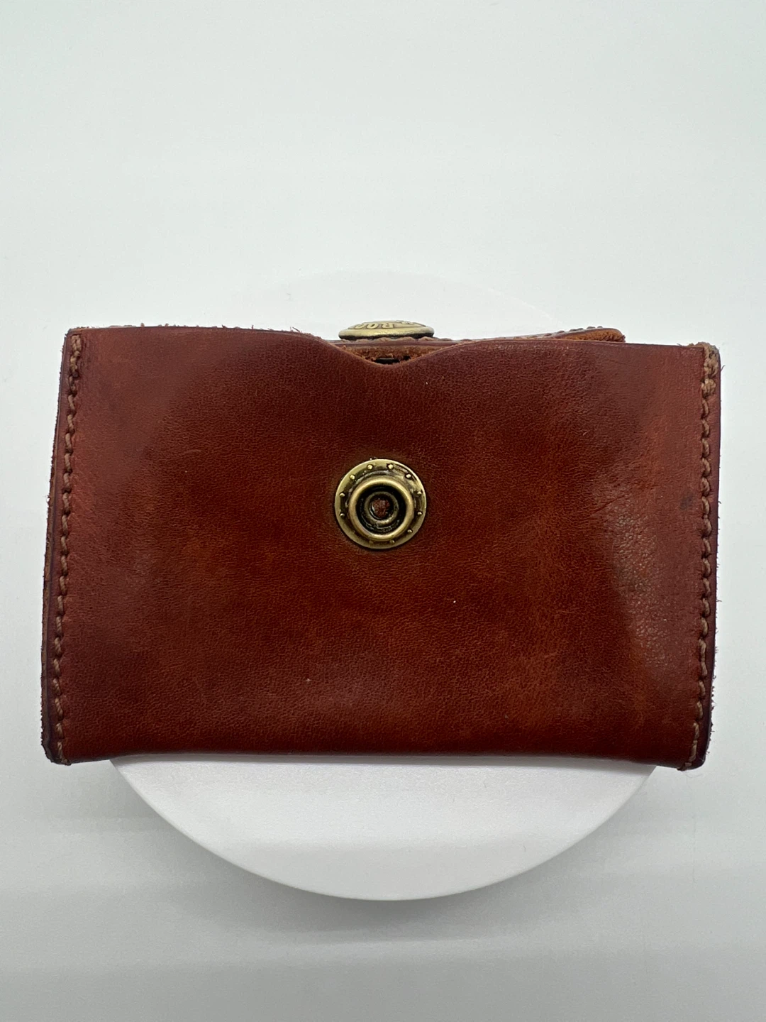 ROOTS VINTAGE Brown Leather Brass Hardware Cardholder Unisex - photo 4
