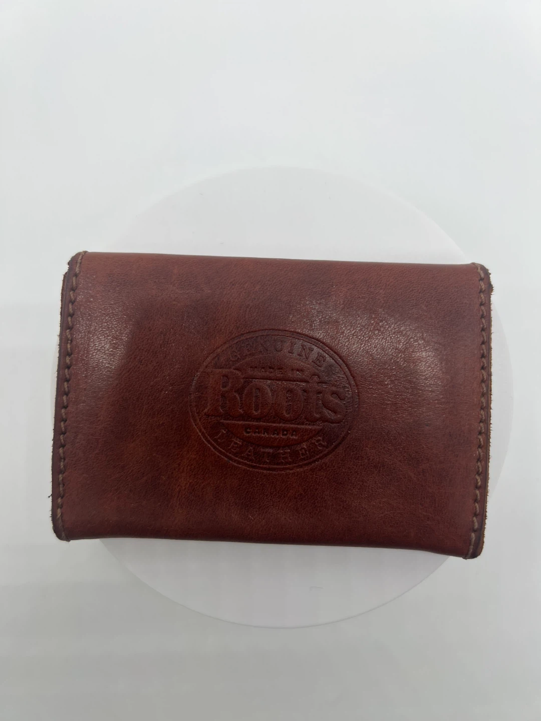 ROOTS VINTAGE Brown Leather Brass Hardware Cardholder Unisex - photo 3